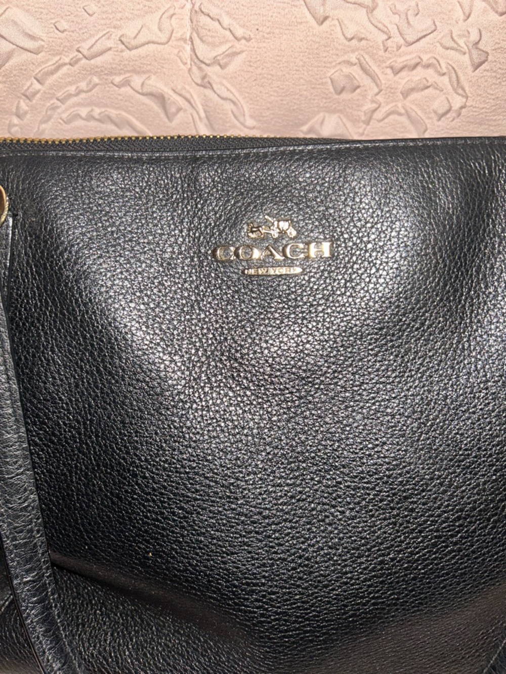 Coach Black Leather Tote with Gold Hardware - Picture 4 of 12